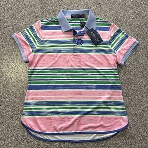 Polo Golf Ralph Lauren Shirt Womens L Striped Jersey Polo Pink Blue